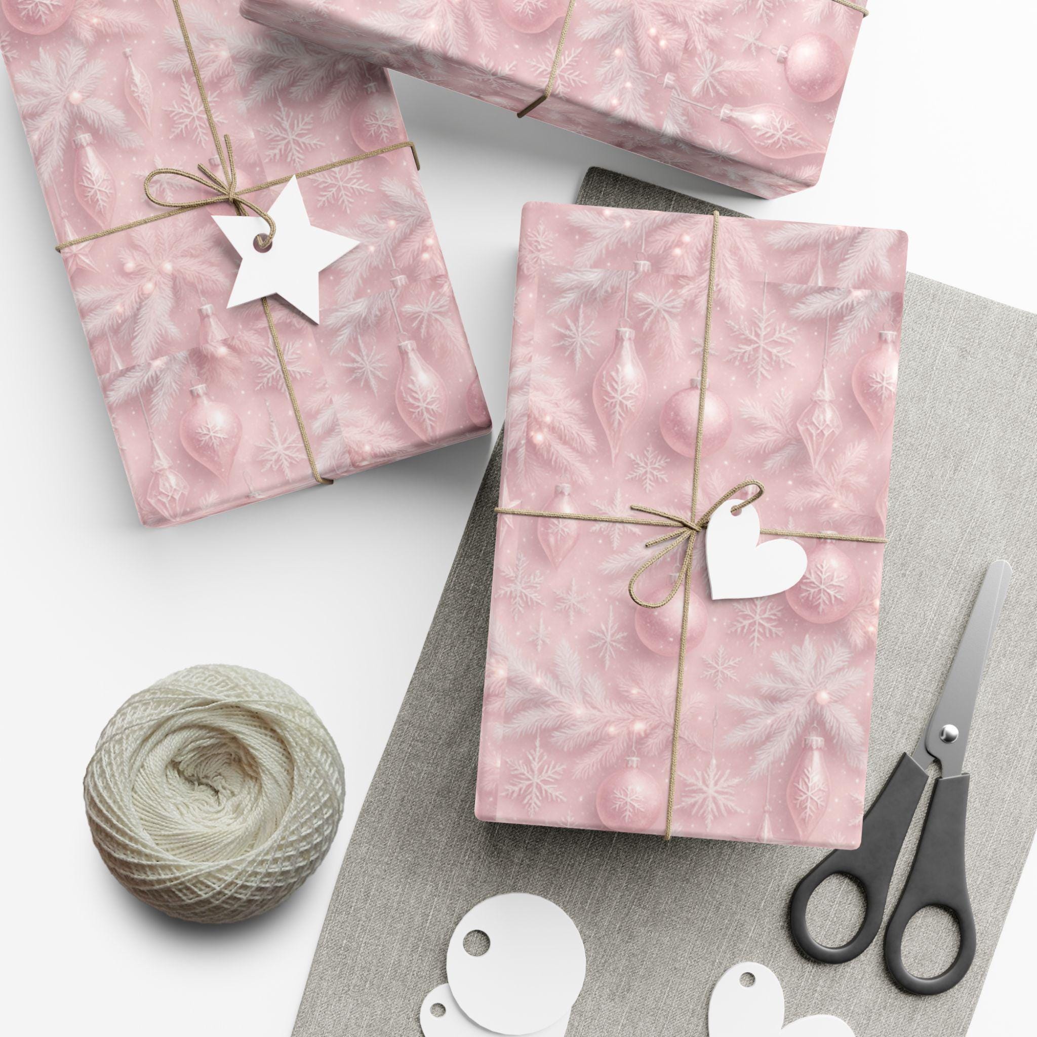 Discover Pink Christmas Ornaments Gift Wrap, Holiday Wrapping Paper