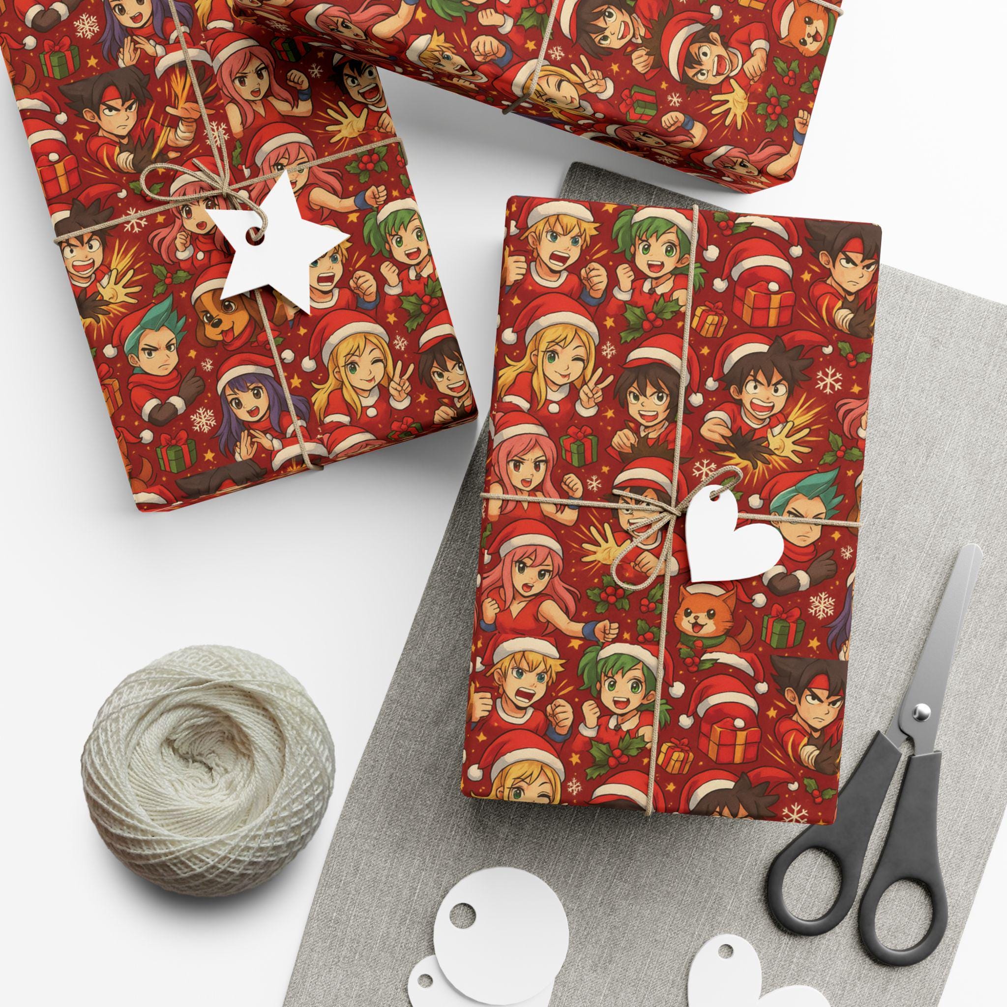 Discover Anime Christmas Gift Wrap, Manga Santa Characters, Holiday Wrapping Paper