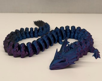 Articulated Dragon – Poseable Fantasy Creature in Blue-Purple Gradient for Desk or Shelf Display