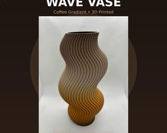 Coffee Gradient Wave Vase | Modern 3D Printed Home Decor | Unique PLA Planter | Minimalist Wavy Design | Contemporary Art Piece