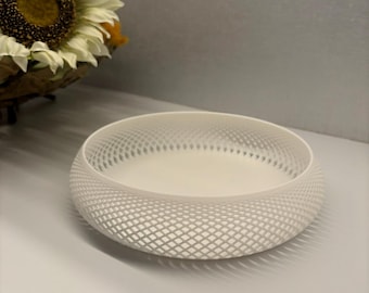 モダンな装飾用キャッチオールボウル - 鍵、ジュエリー、テーブルデコレーションに最適な白い格子模様のデザイン