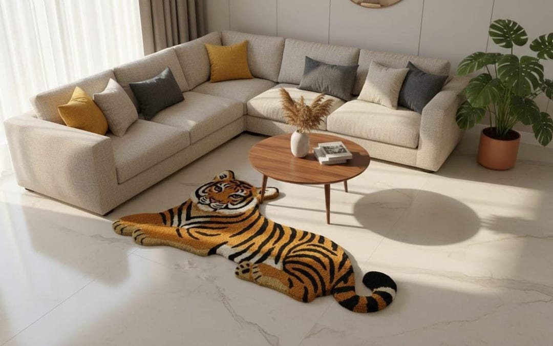 Majestic Tiger Shaped Area Rug – Realistic Animal Design Plush ...