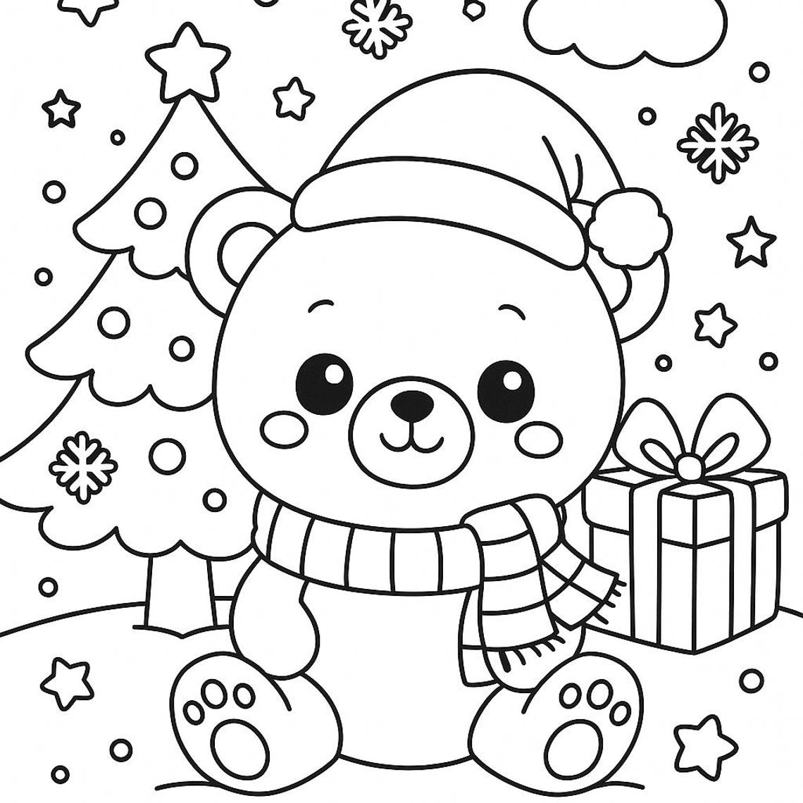 Christmas Coloring Pages- Kawaii Holiday Pack for Kids- 10 Printable ...