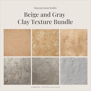 Beige & Gray Clay Texture Backgrounds Bundle | Neutral Digital Paper (JPG, PNG)