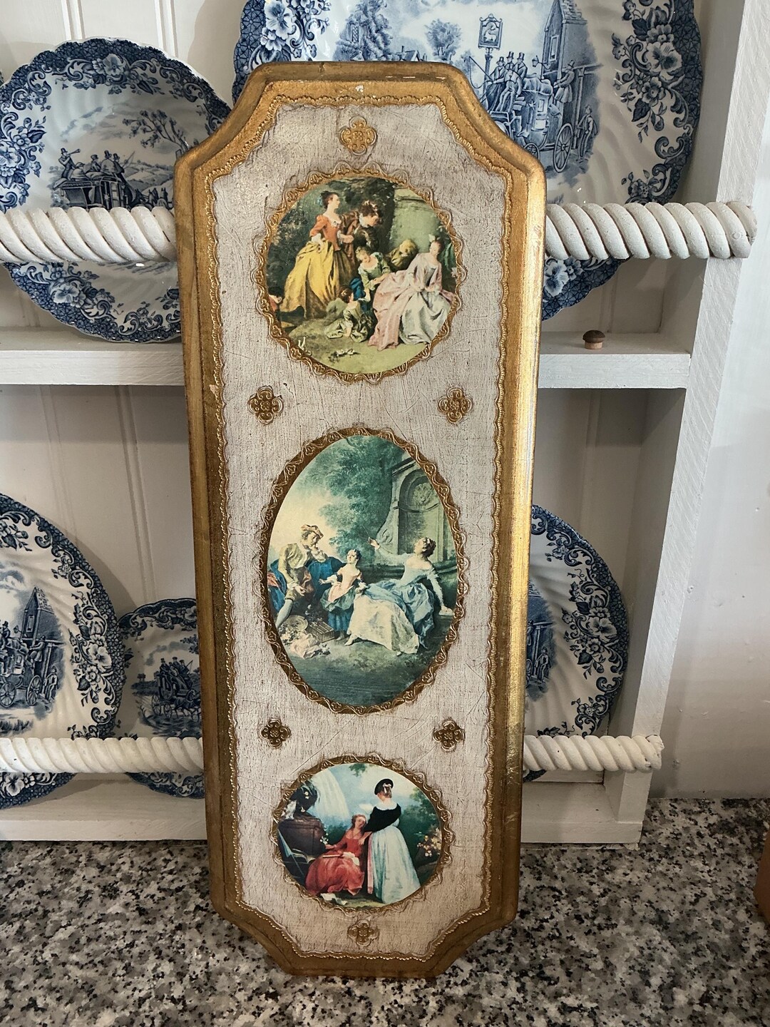Vintage Italian Florentine Gilded Wood Wall Plaque - Etsy