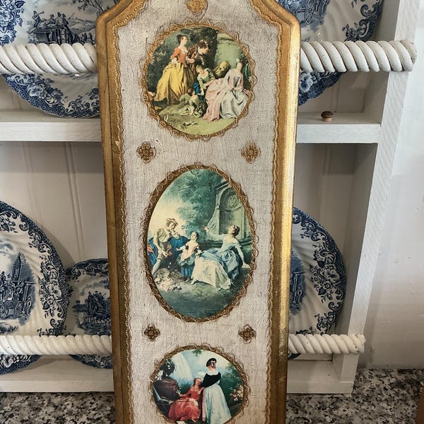 Vintage Italian Florentine Gilded Wood Wall Plaque