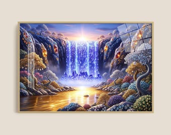 Arte mural de fantasía con marco de metal premium, lienzo de fantasía, impresión de arte de fantasía, lienzo de pared, arte mural moderno, arte mural etéreo