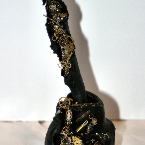 Functional Art- Blood and Ink series- Libertine   -Sculpted Quill - Nib Ink Pen, writing, poetry, calligraphy, drawing, Steampunk Gears