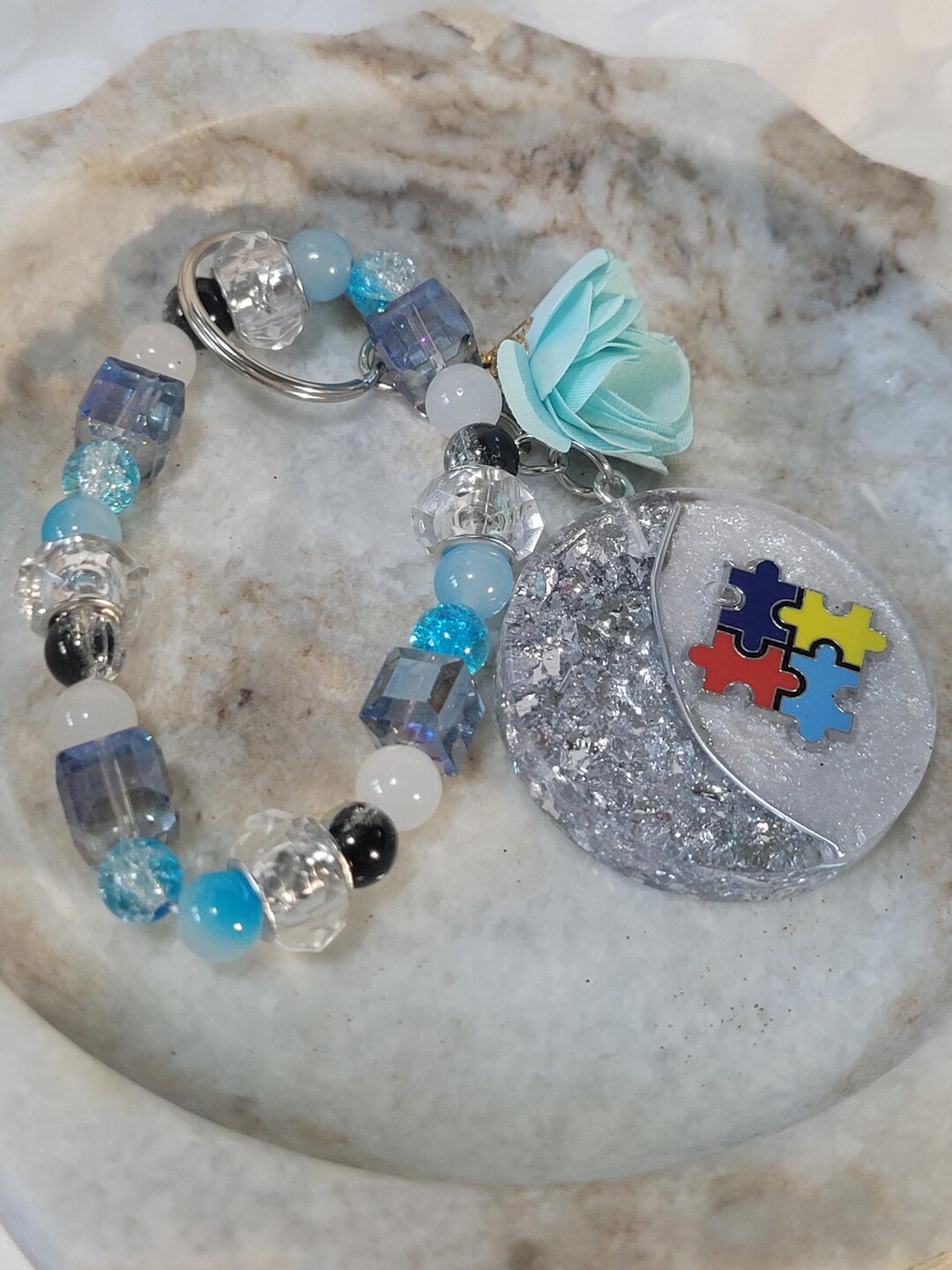 Customizable Keychain/book Bag Chain With Autism Awareness; Includes a ...