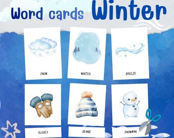 Winter Vocabulary Flashcards for Kids | Matching Game (5 PDF Files) - Etsy