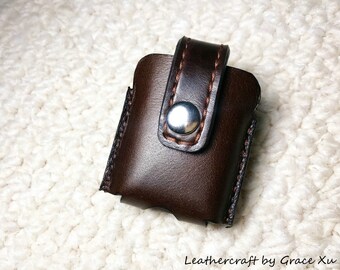 100/% hand stitched handmade dark slate blue cowhide leather Chicago screw key purse holder case