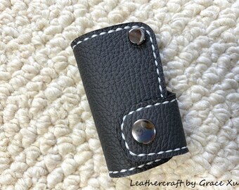 100/% hand stitched handmade red cowhide leather Chicago screw key purse holder case