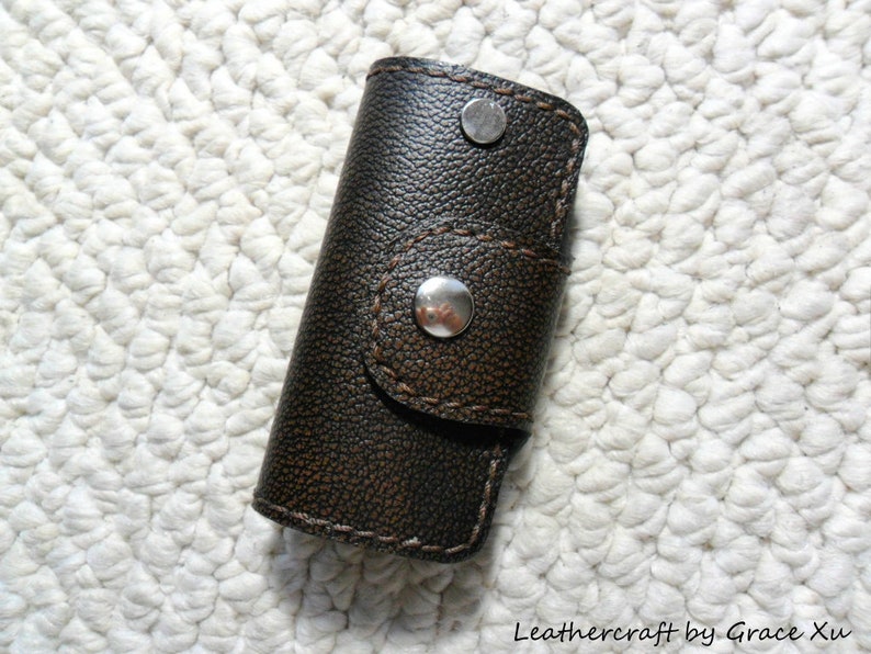 100/% hand stitched handmade red cowhide leather Chicago screw key purse holder case