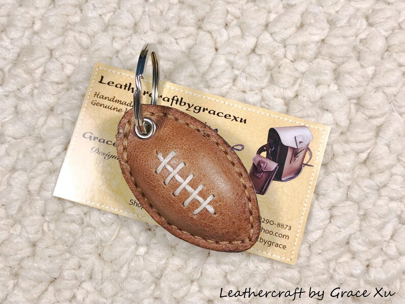 100 handmade hand stitched med brown cowhide leather football Etsy