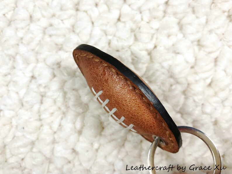 100 handmade hand stitched med brown cowhide leather football Etsy
