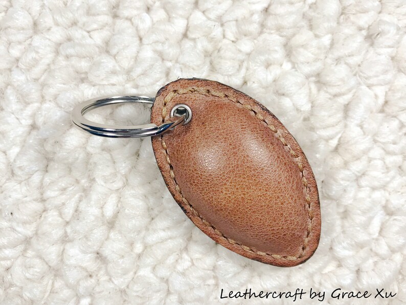 100 handmade hand stitched med brown cowhide leather football Etsy