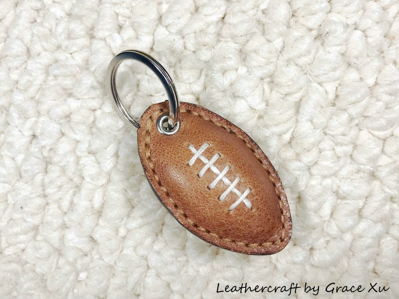 100 handmade hand stitched med brown cowhide leather football Etsy