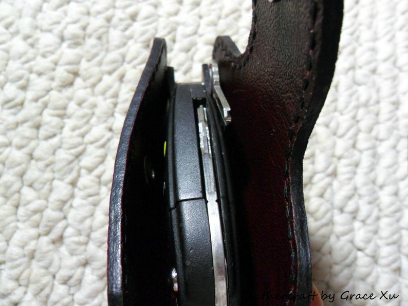 100/% hand stitched handmade red cowhide leather Chicago screw key purse holder case