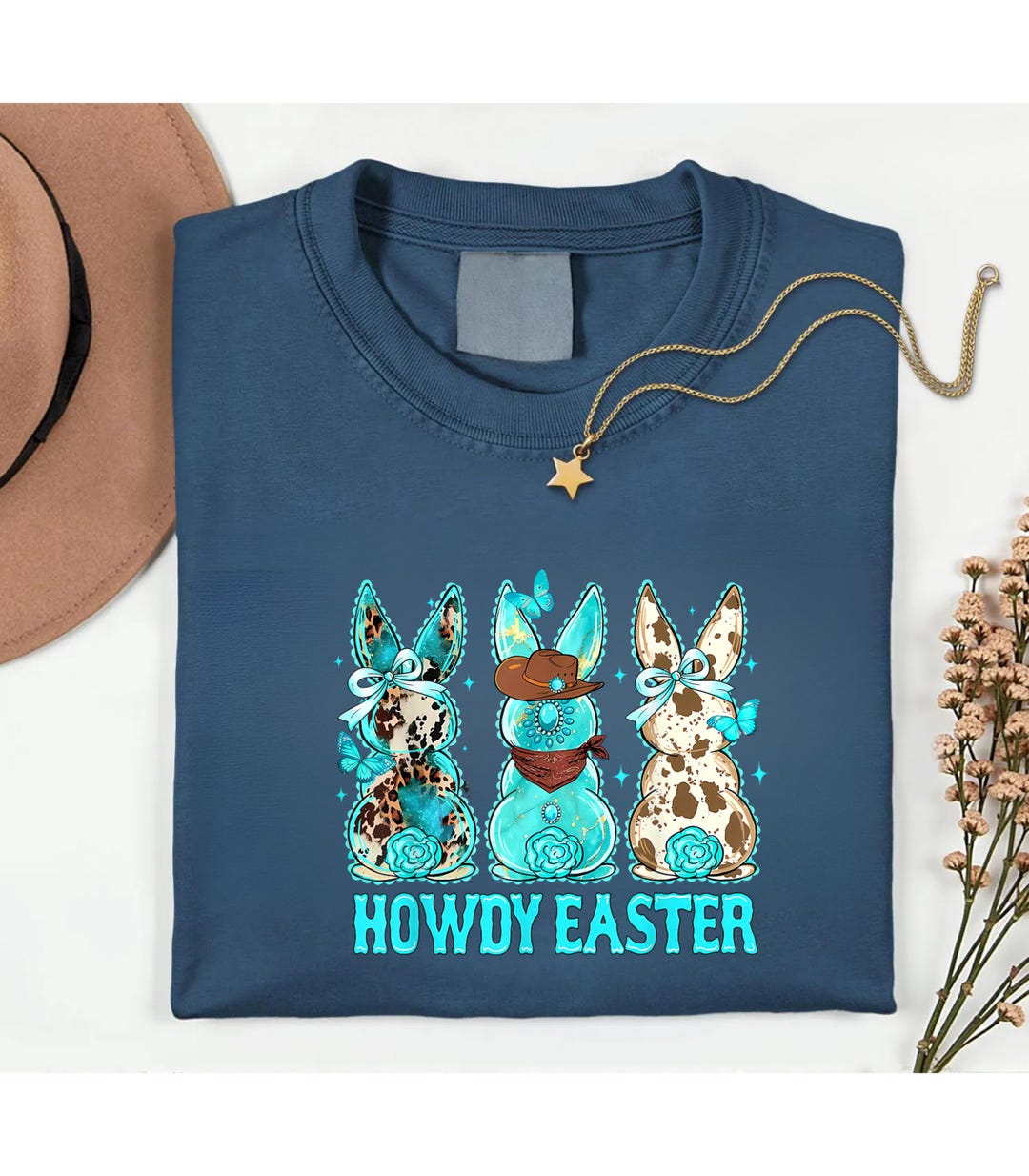 Spring Howdy Howdy Easter Shirt Western Bunny Cowgirl Cowboy Easter Tee Turquoise ...