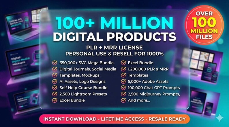 100 Million Digital Products Bundle | MRR PLR Passive Income (digital ...