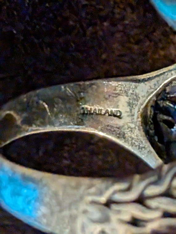 Silver Ring with Obsidian Stone (Size 6) - image 4
