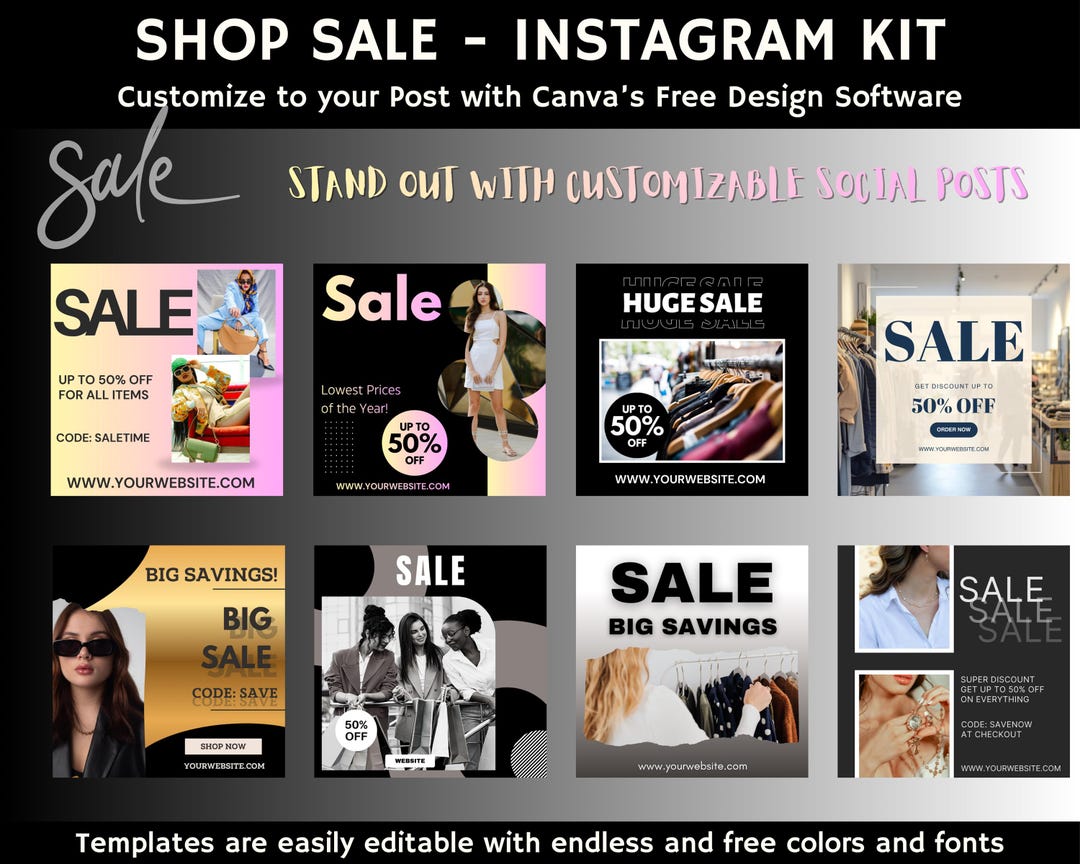 Editable Social Media Templates - Canva Instagram Post Designs (digital ...