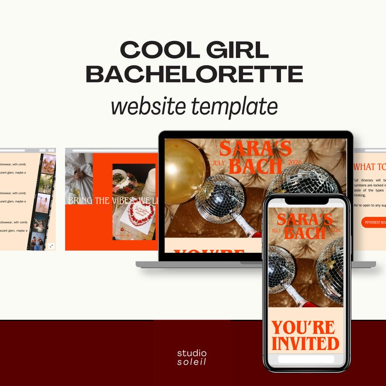 Bachelorette Website Template: Customizable Canva Design (Digital Download) image 1