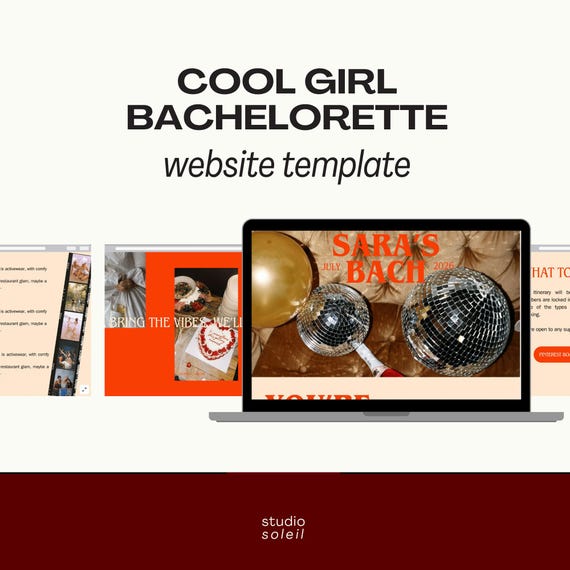 Bachelorette Website Template: Customizable Canva Design (Digital Download)