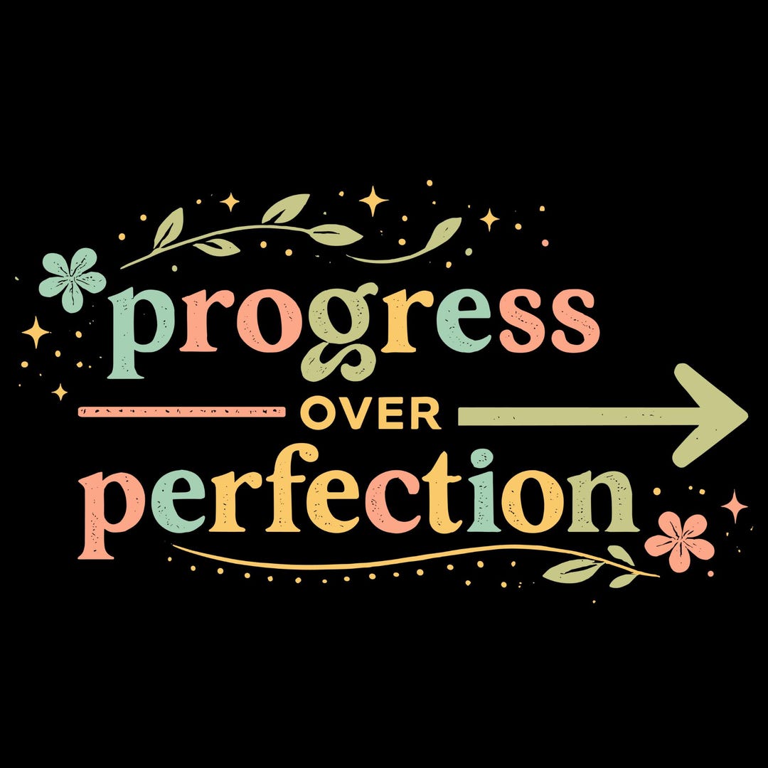 Progress Over Perfection SVG, Inspirational Wall Art, Growth Mindset ...