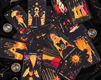 Celestial Cosmic Tarot Deck with Guidebook, Mystic Psyche 78 Cards Set for Beginners, Witchy Gift for Her, Cosmic Spiritual Gift