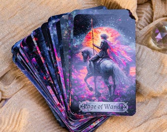 Galactic Tarot Deck 78 Cards with Guidebook, Cosmic Universe Tarot for Beginners, Spiritual Divination Gift, Celestial Occult Reading Cards