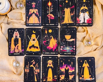 Svart och guld tarotlek, lyxigt tarotset med 78 kort, mystiska spådomskort, himmelsk konst tarot, estetisk lek med guldfolie, andlig gåva