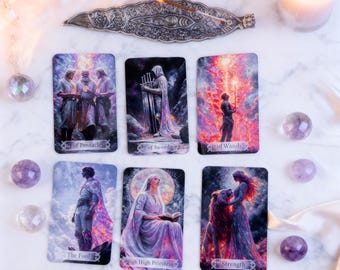 Fantasy Tarot Deck, 78 Card Galaxy Witchcraft Set, Celestial Fortune Telling Cards, Aesthetic Art Tarot for Beginners, Mystical Gift Set
