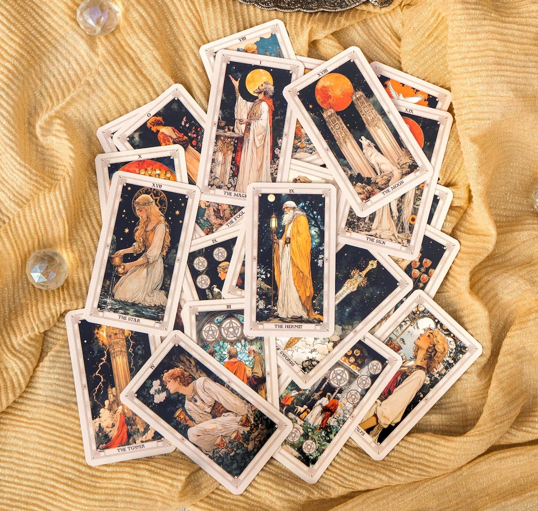 Celestial Tarot Cards 78 Deck With Guide, Starborn Tarot, Unique Starry ...