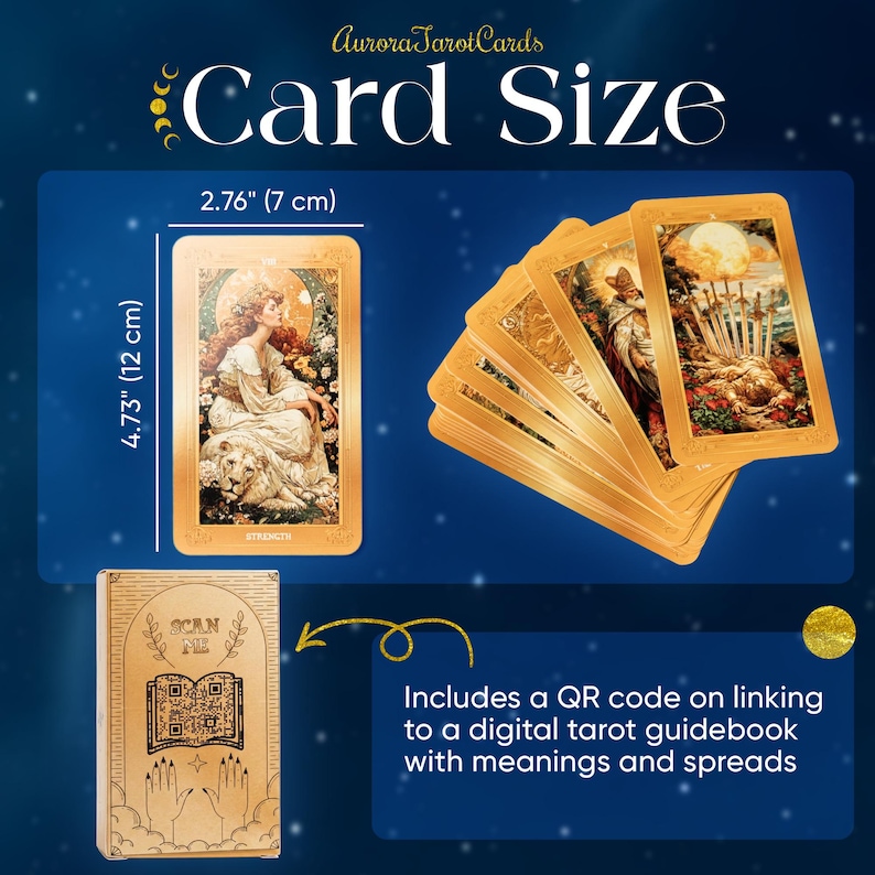 Gold Tarot Deck 78 Cards With Guidebook, Celestial Tarot Deck, Sun and ...