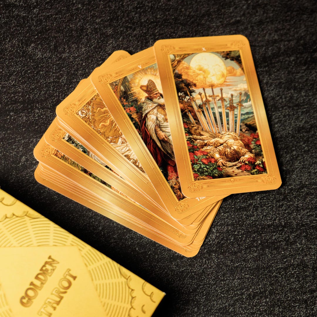 Gold Tarot Deck 78 Cards With Guidebook, Celestial Tarot Deck, Sun and ...