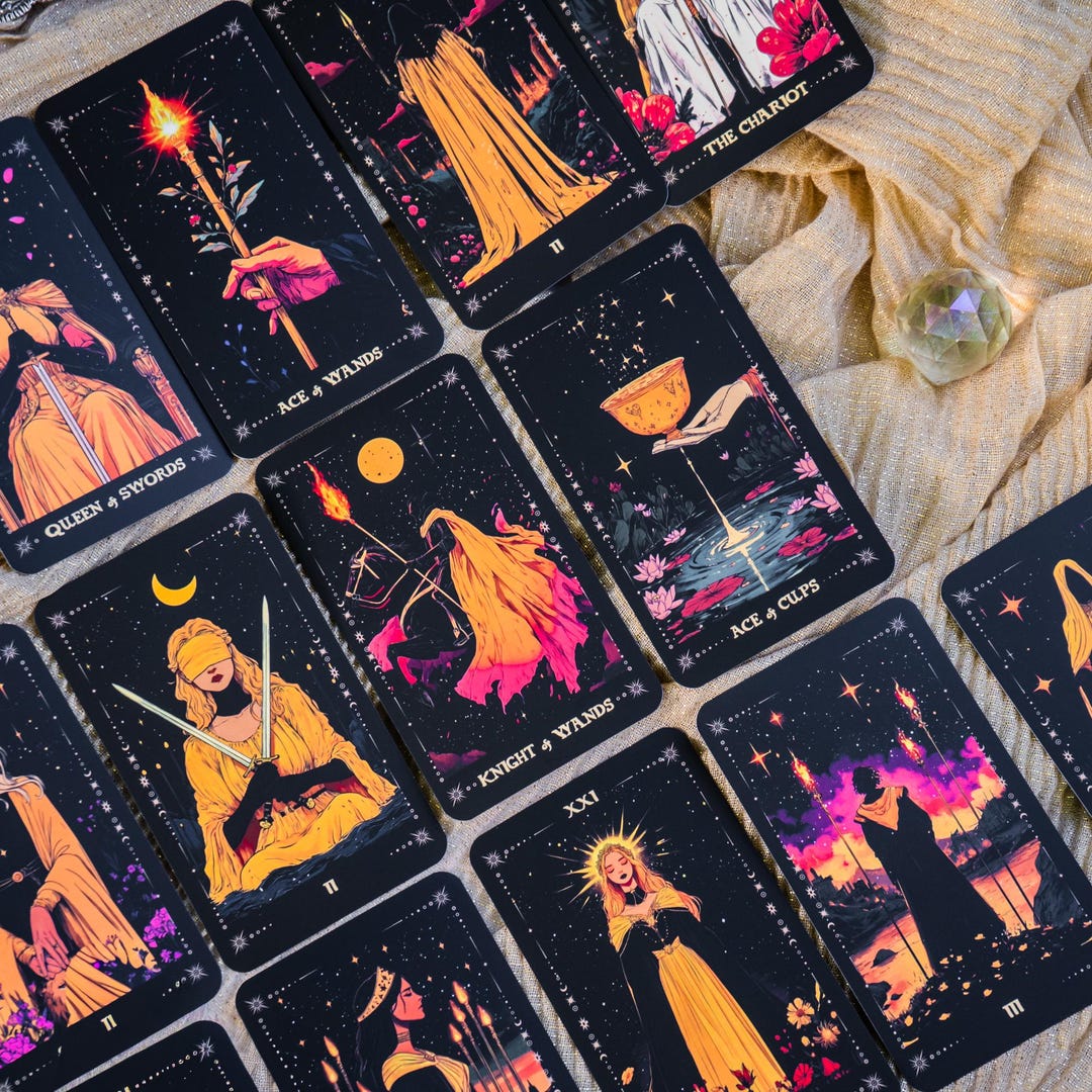 Black Gold Tarot Deck With Guidebook, 78 Card Luxury Tarot Set, Mystic ...