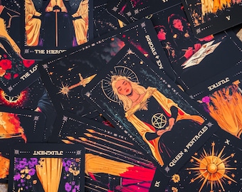 Dark Celestial Tarot Deck, Modern Illustrated Tarot Cards, Mystic Divination Deck for Spiritual Readings,78 Tarot Cards with Guide