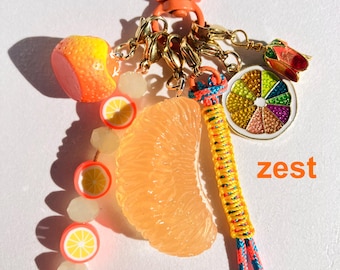 Handmade Fruit Bag Charm – Citrus & Strawberry Keychain
