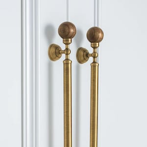 Walnut & Brass Drawer Pulls – Entry Bench and Shoe Cabinet Handles – Japandi Hallway Hardware