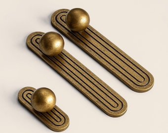 Antique Solid Brass Drawer Handles 96 mm – Minimal Kitchen Cabinet Pulls Warm Vintage