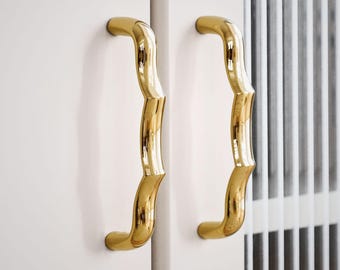 Warm Brass Drawer Handles 160 mm – Unique Kitchen Cabinet Pulls Vintage Modern