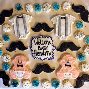 Mustache Baby Shower Cookies