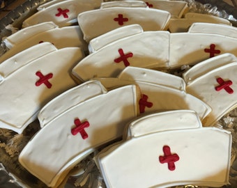 Nurse Hat Cookies Congrats Med School Party Favors Thank You Nurse Cookies