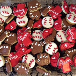 5 dozen mini baseball themed cookies for tray or cupcake toppers