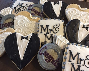 Engagement or Wedding sugar cookie favors 1 dozen