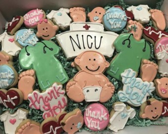 NICU Nurse Thank You Cookies • Nurse Appreciation Gift Box • Hospital Staff Sugar Cookies • Medical Team Treats