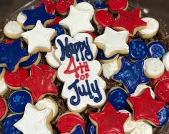 4th Of July Patriotic Star Sugar Cookie Tray 61 cookies total!