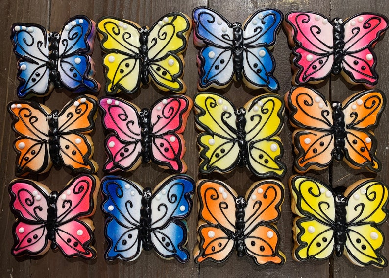 One Dozen Large Butterfly, individually wrapped Sugar Cookie Favors image 2