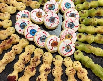 Zombie/Witch fingers and Eyeballs Halloween Sugar cookies
